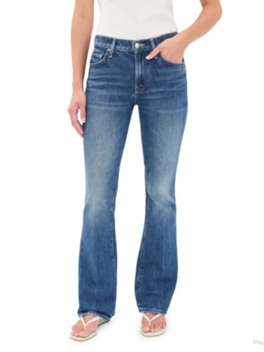 Mid Rise Straight Leg Jeans Non-Stretch Cotton 5-Pocket Denim